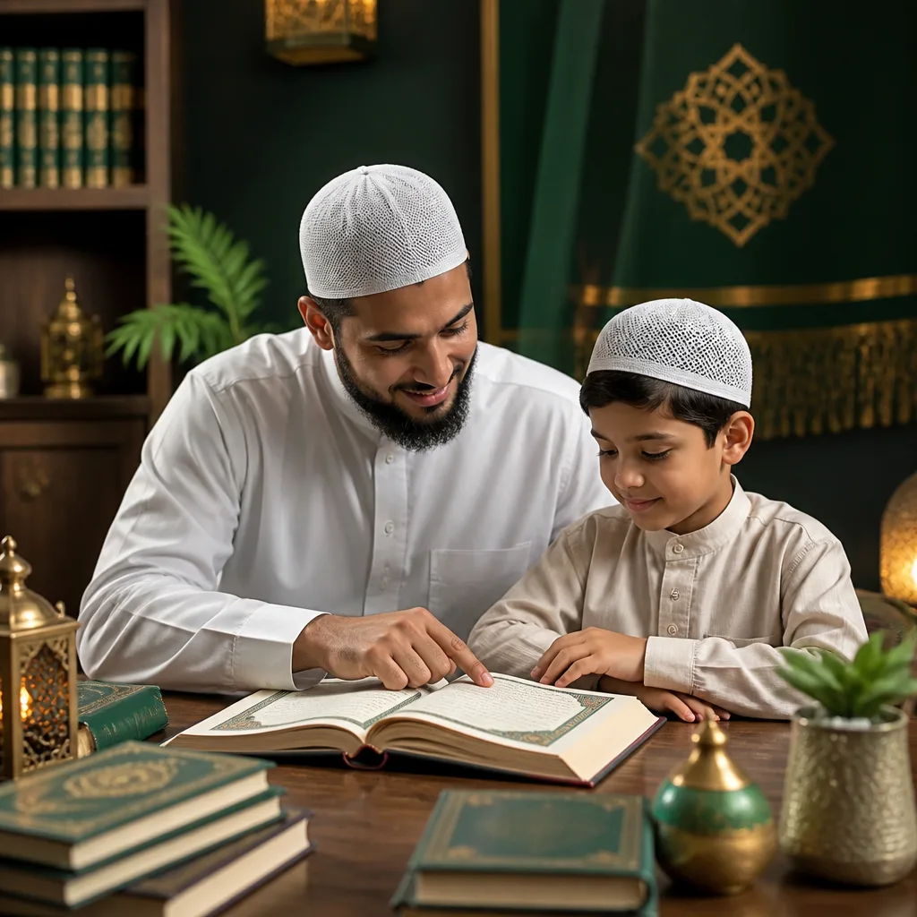 A supportive lesson moment during Qur’an learning and character development.