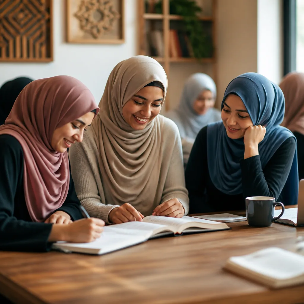 Women-only study circle in a calm community setting