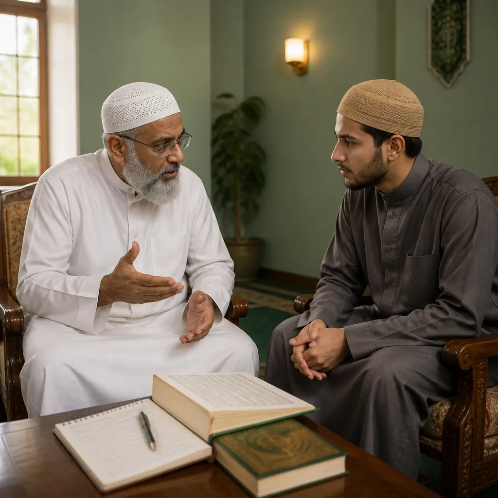 A mentor guiding a young brother with warmth and accountability.