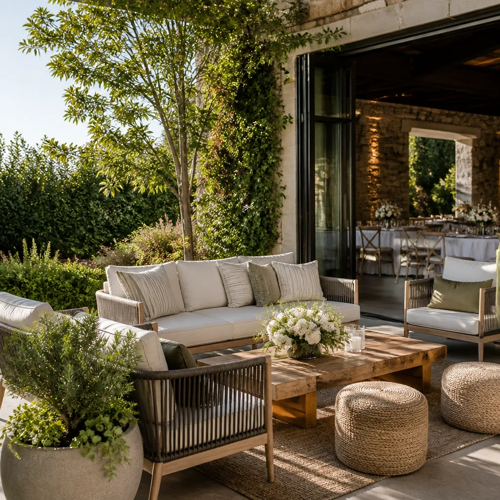 Inviting outdoor patio lounge seating for guests