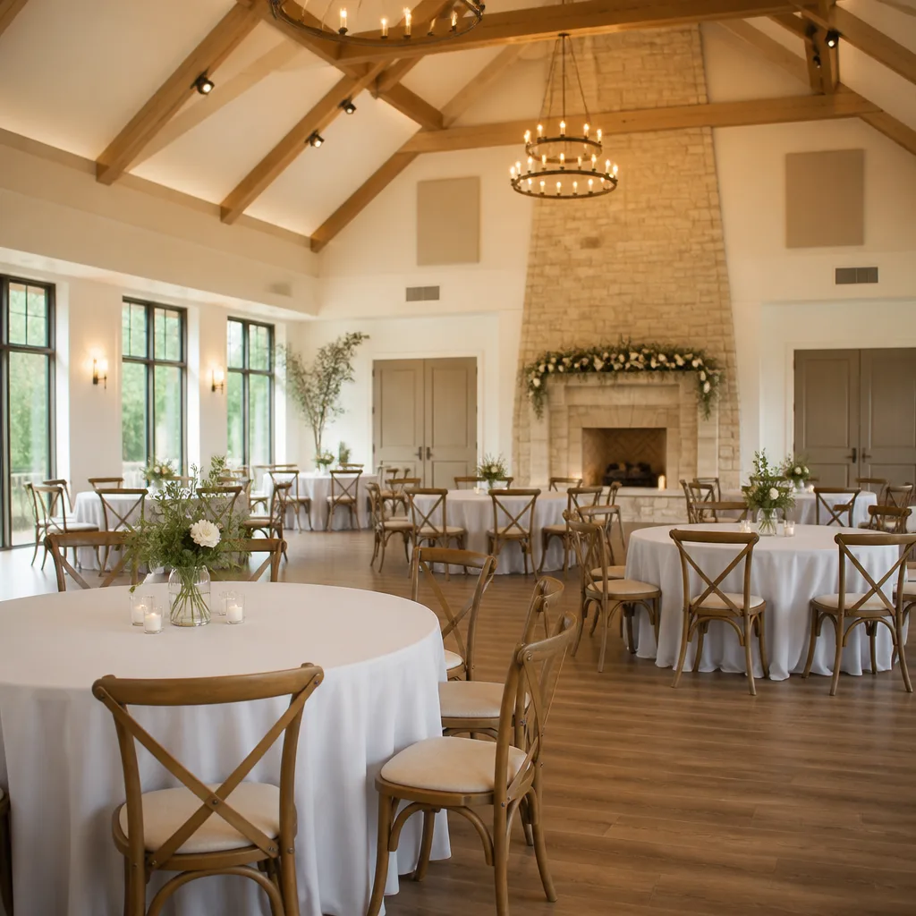 AMCC hall interior prepared for community events and wedding celebrations