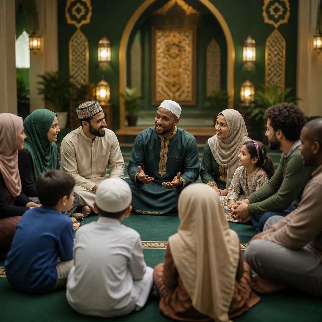 Community gathering that reflects belonging and mentorship.