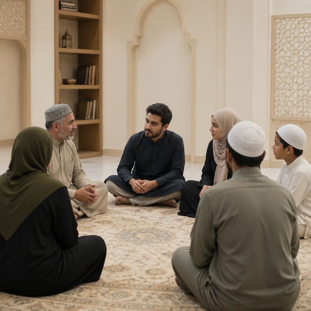 Families learning Islamic guidance about boundaries and planning