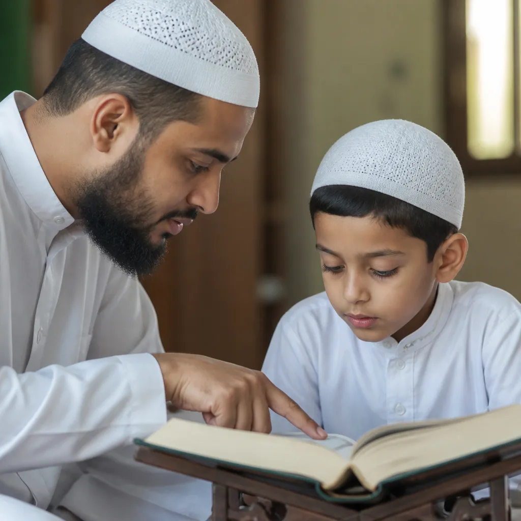 Teacher guiding a learner during recitation practice