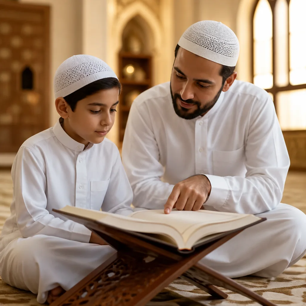 Tajweed-focused Quran recitation support at AMCC in a calm learning environment.