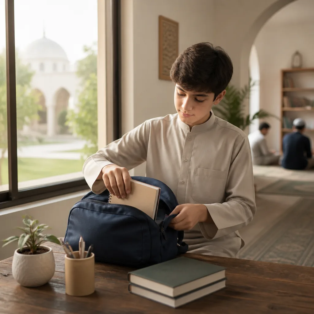 A teen preparing to start Quran learning in a welcoming community environment.