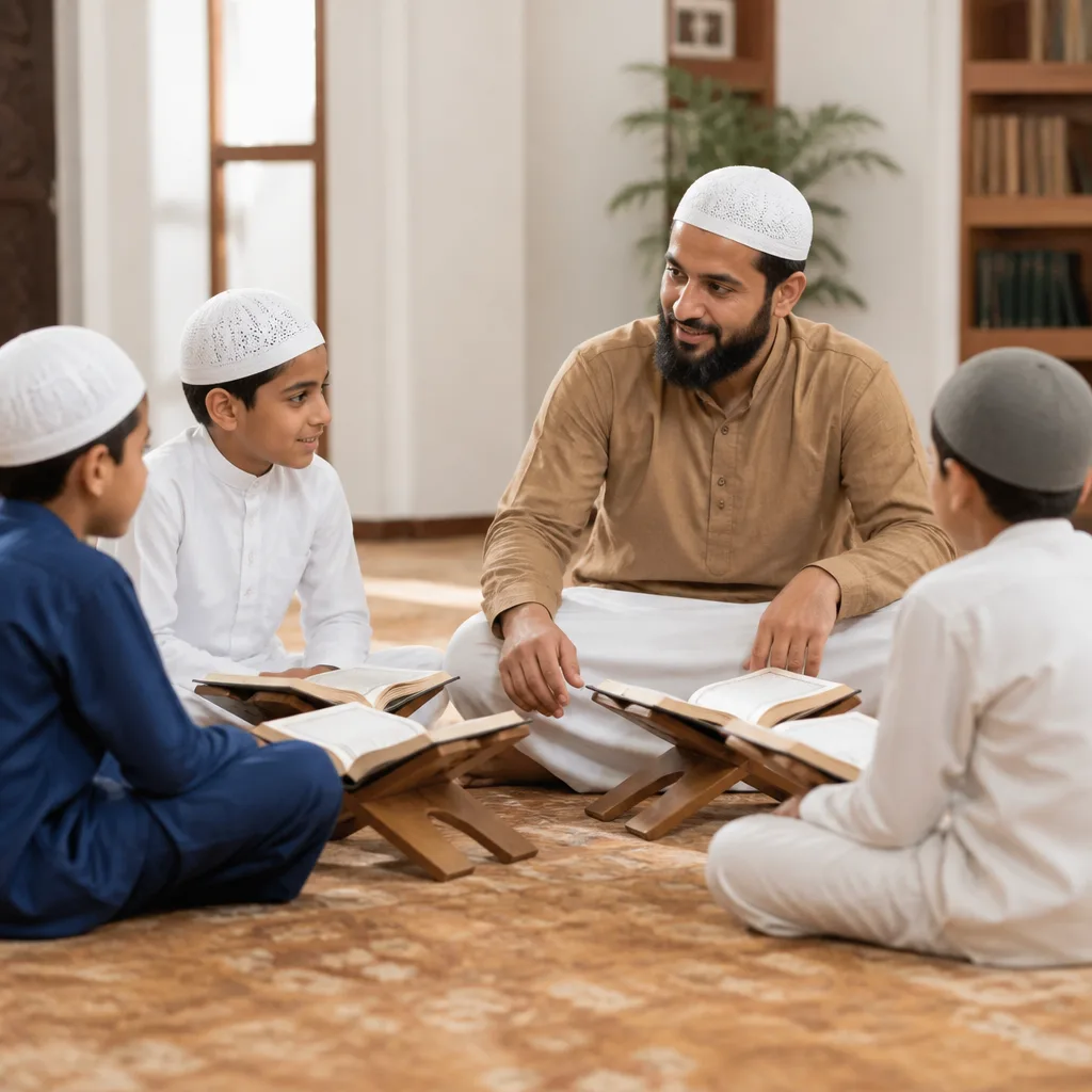 Learners studying Quran together in a welcoming community space