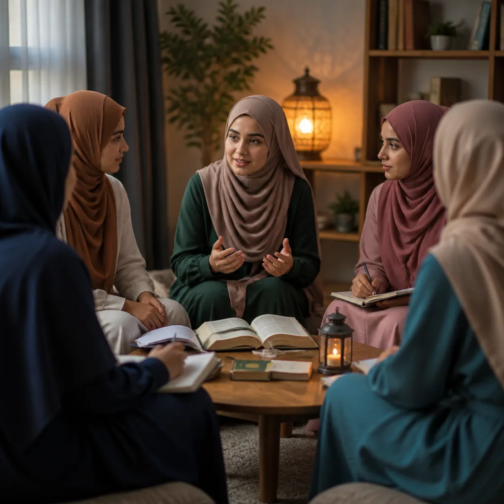 A learning circle where sisters gather for Islamic reflection and connection