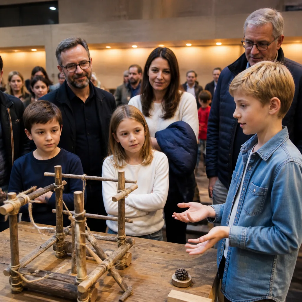 Children sharing work during a community gathering