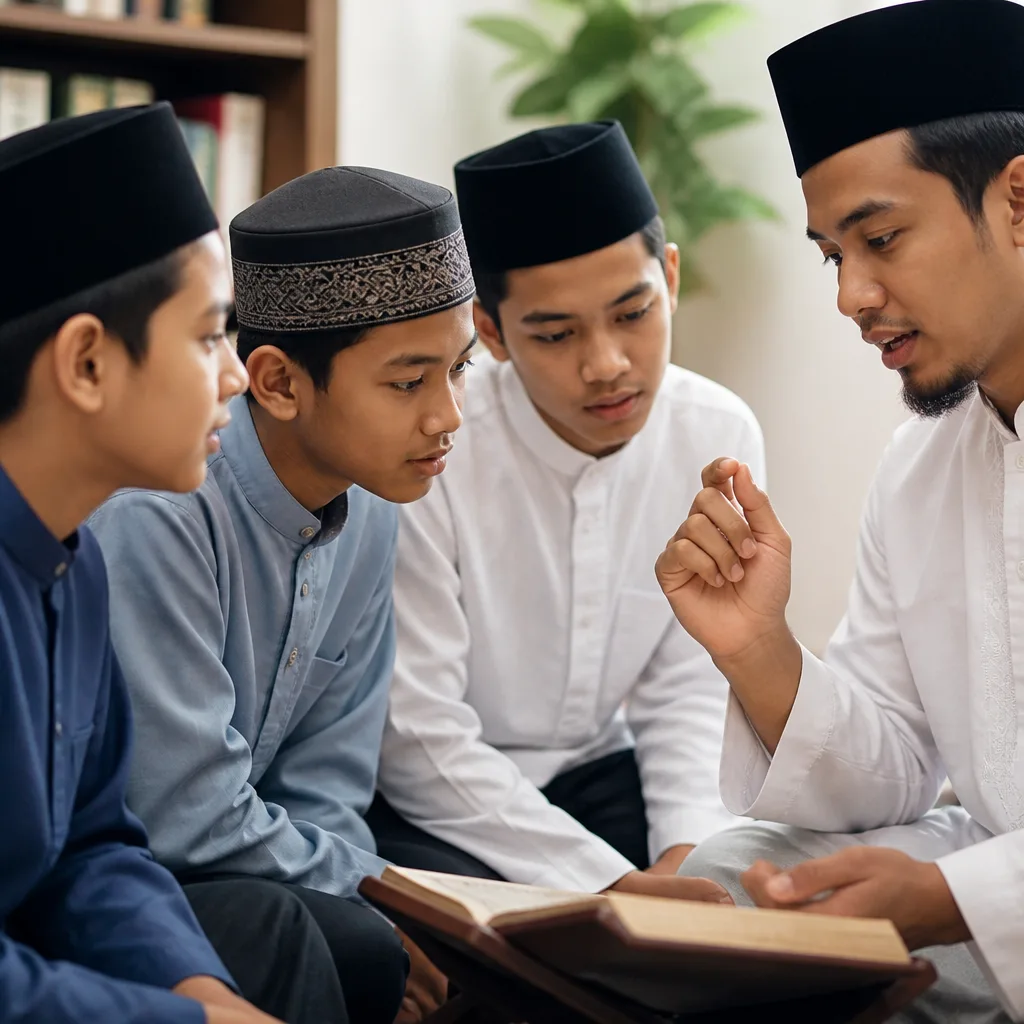 A child practicing learning with a teacher in a study circle