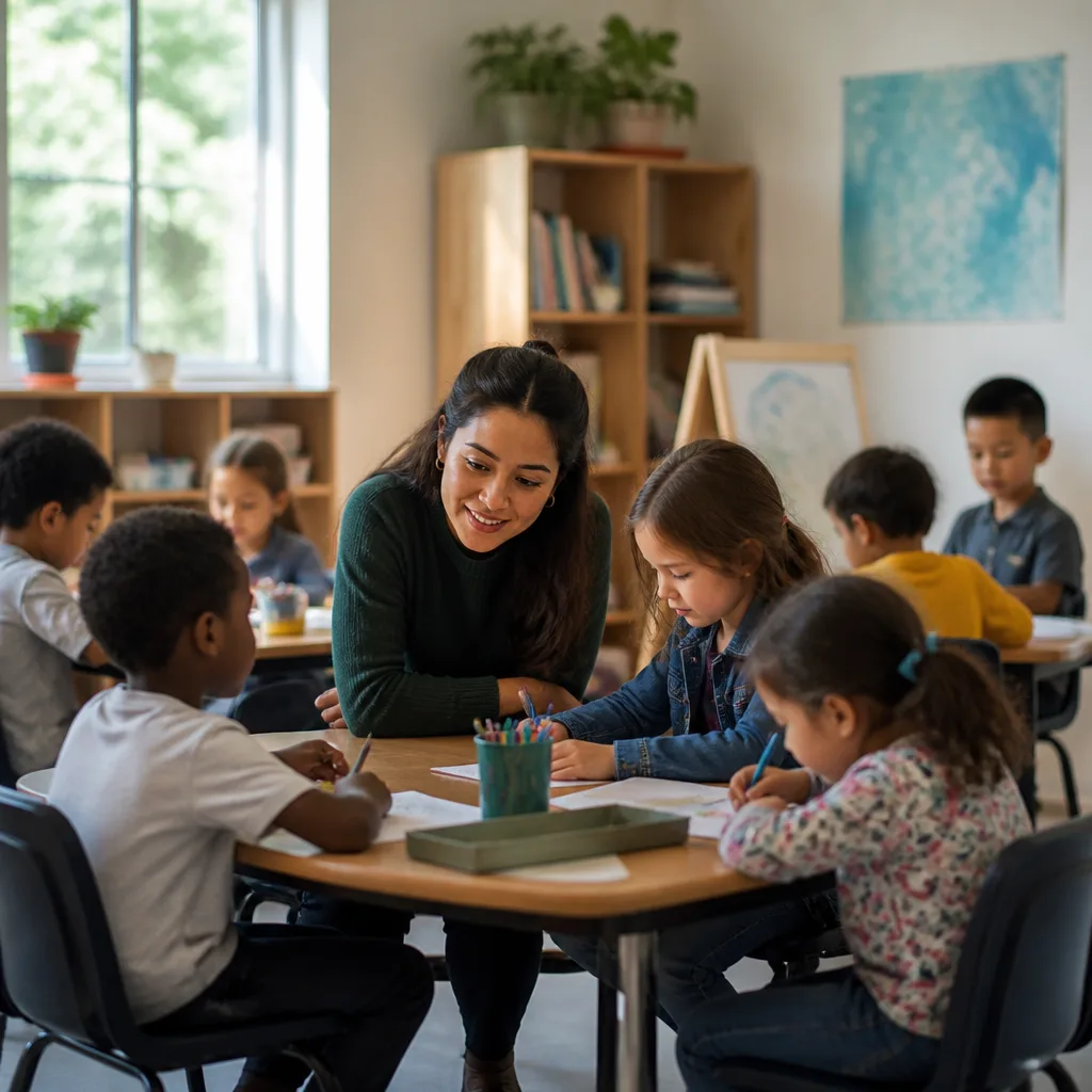Children learning in a calm, welcoming Sunday School classroom at AMCC Weekend School