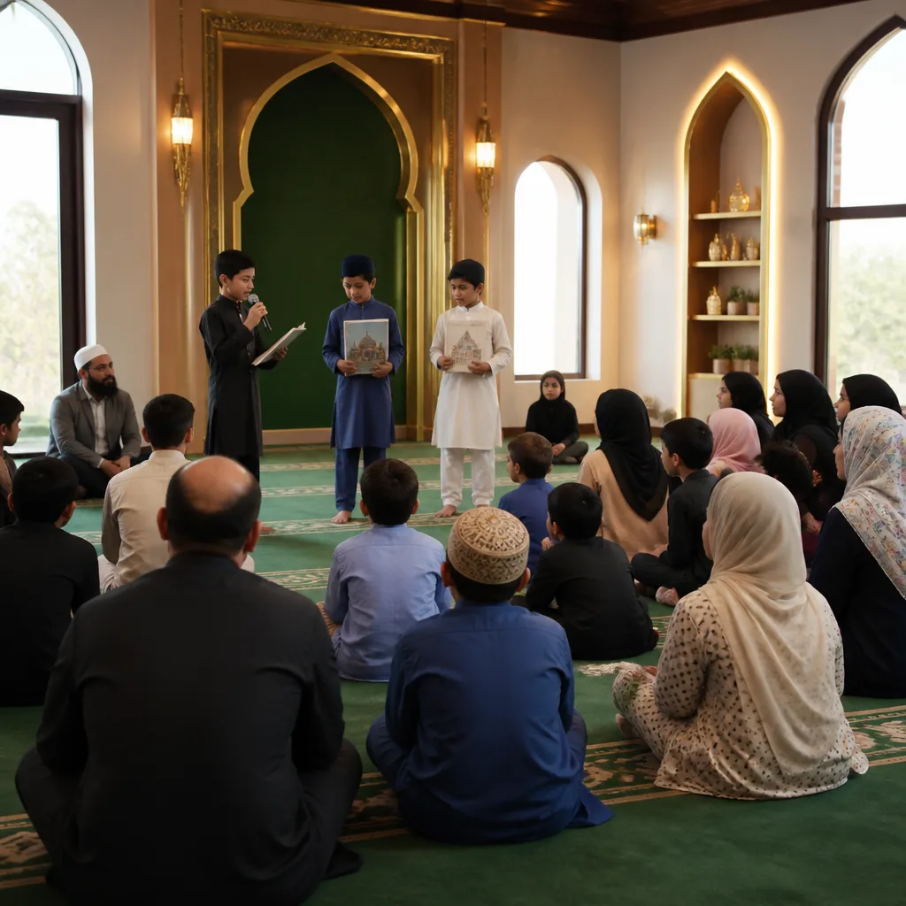 A community event where students share recitations and celebrate learning milestones.