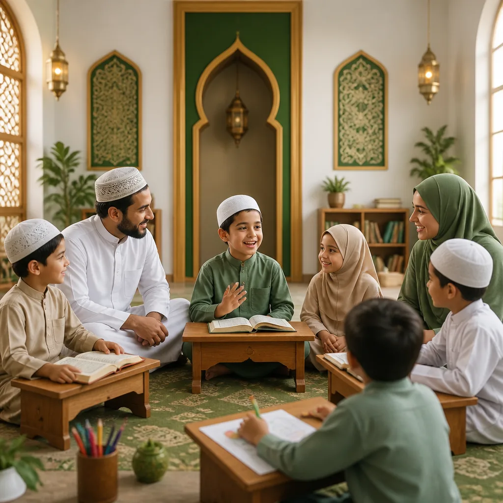 Students and instructors celebrating progress through recitations and character-building activities