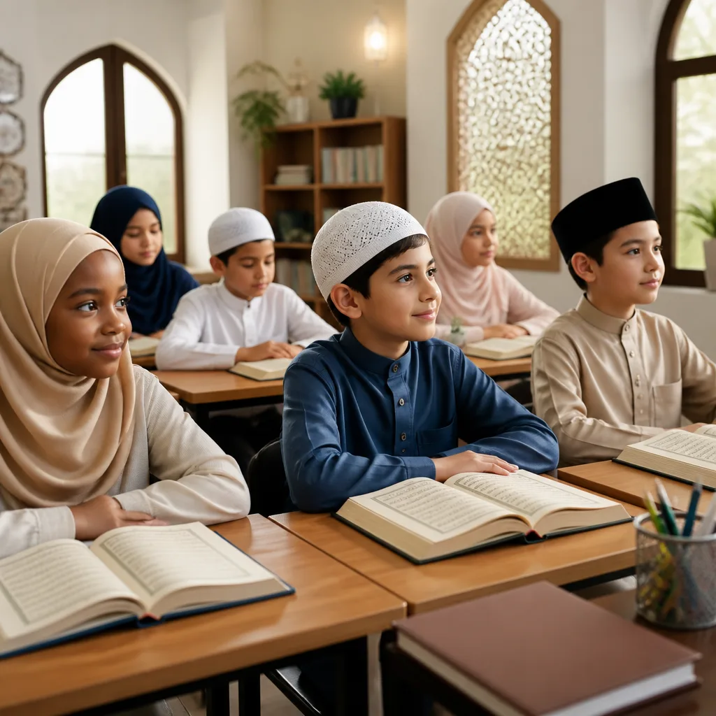 Children learning Quran and character in a calm AMCC Weekend School classroom