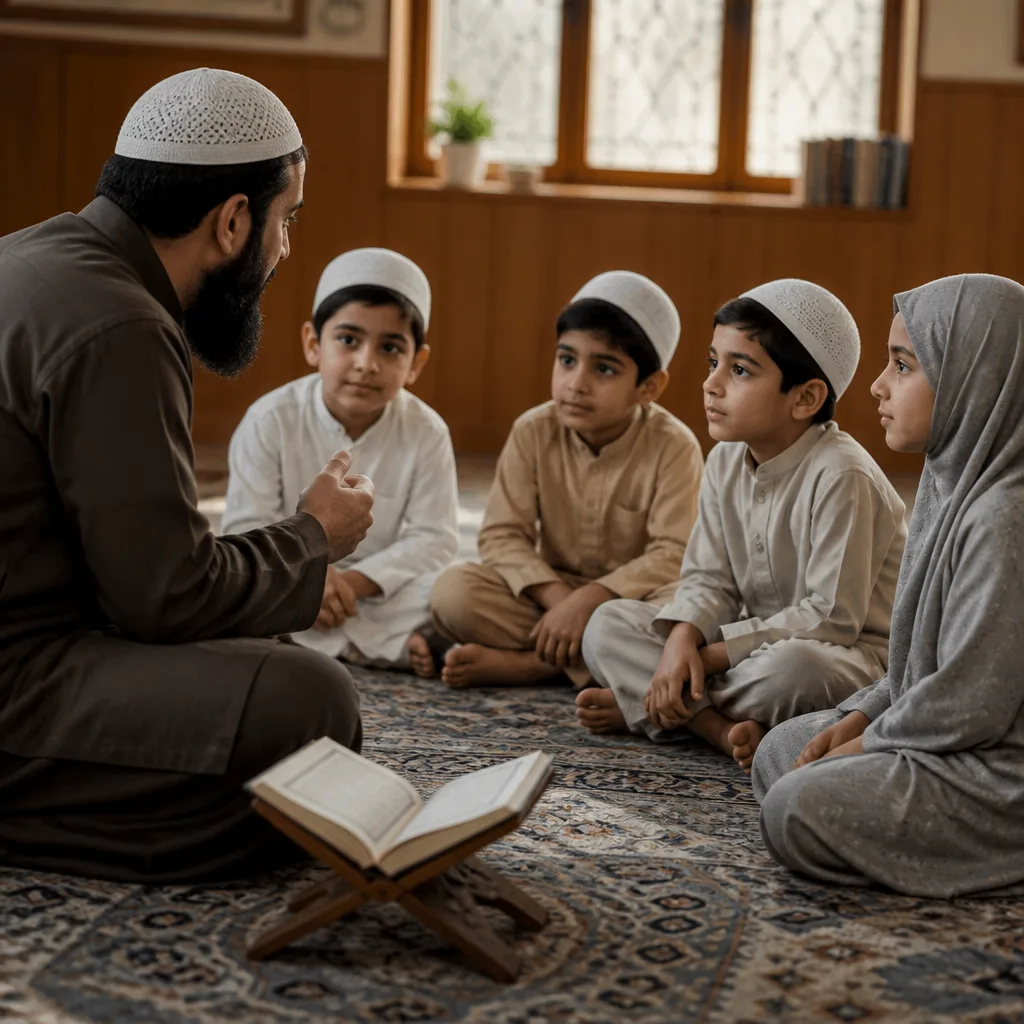Children learning in a weekend Islamic studies classroom