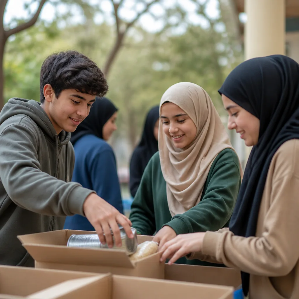 Teens collaborating outdoors on a service moment