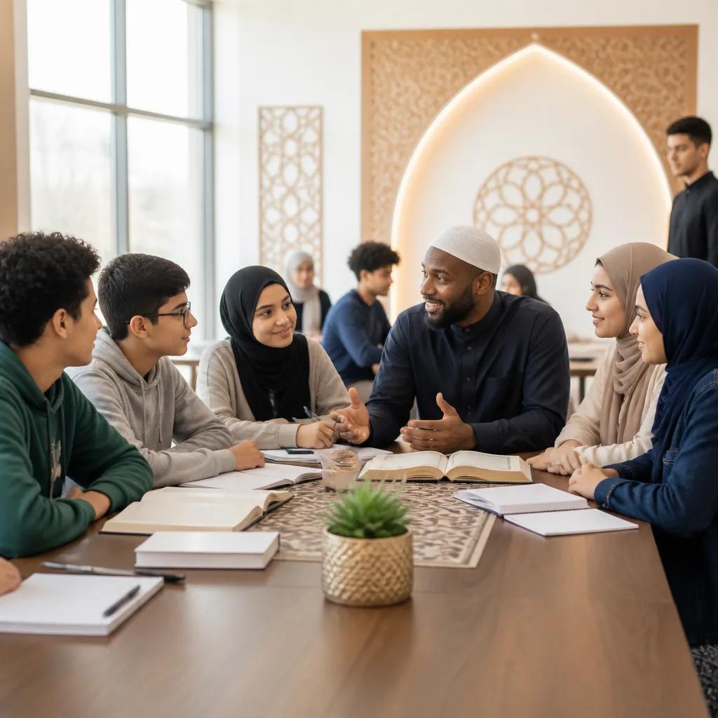 Youth learning together with a caring mentor in a welcoming community setting