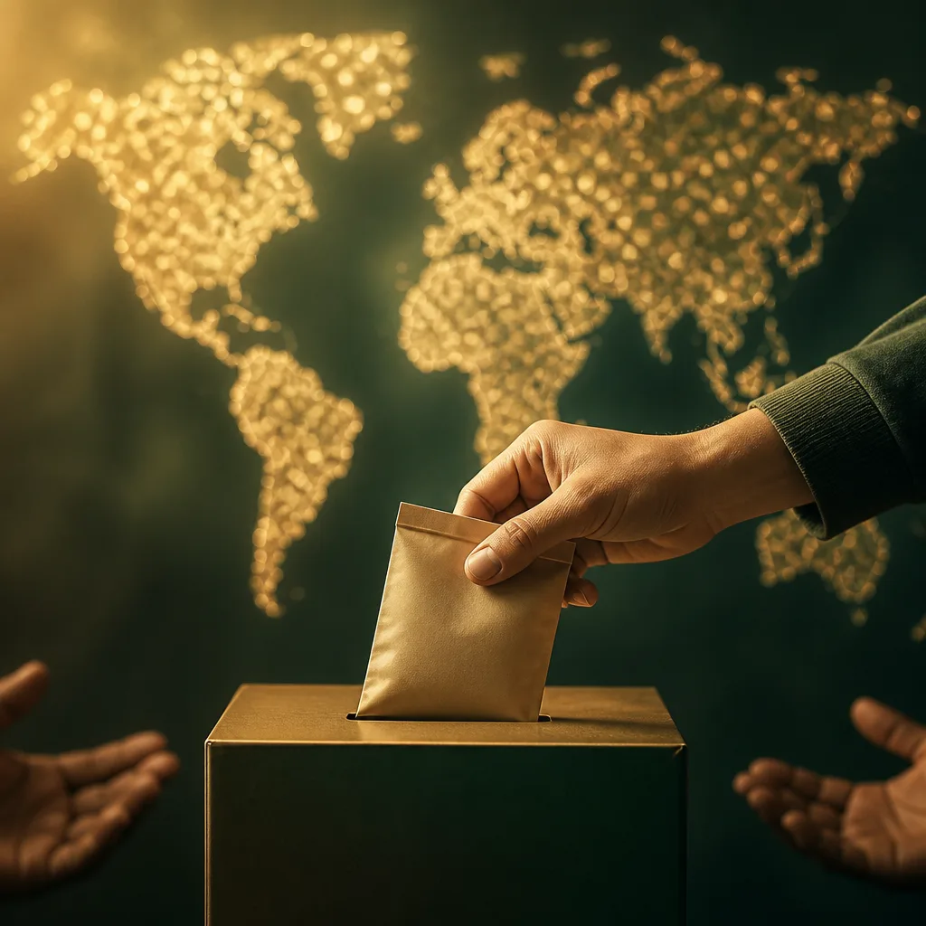 A premium, dignified visual representing global zakat and responsible giving.