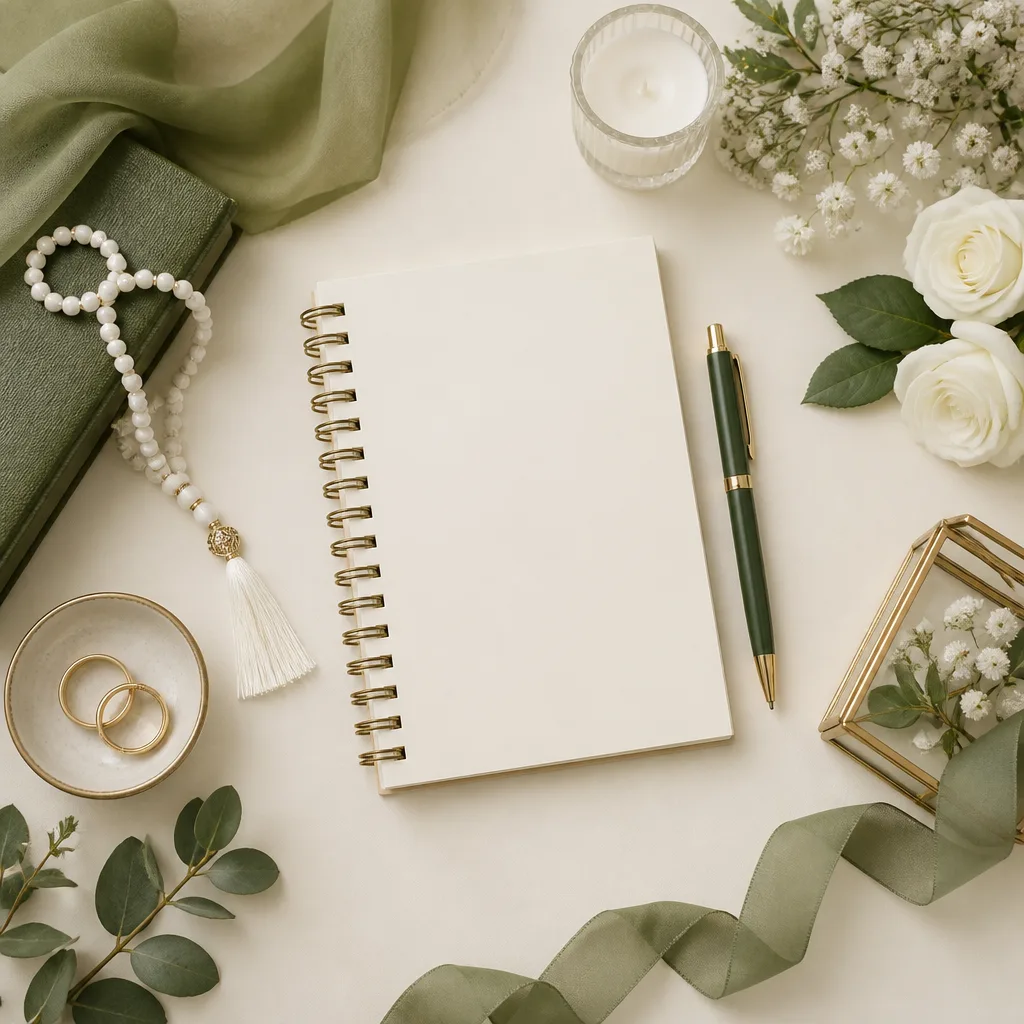 Ceremony day planning materials for nikah preparation.