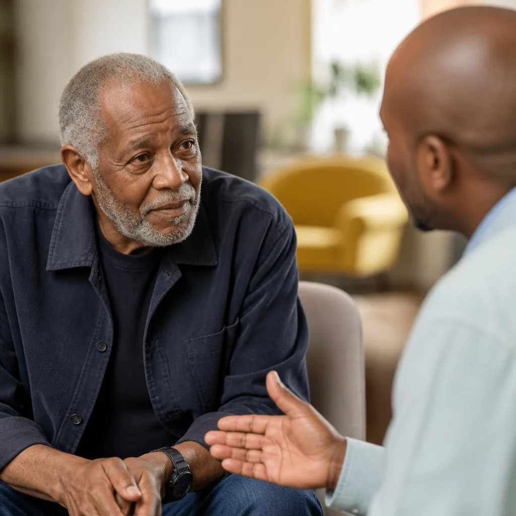 Two men having a respectful conversation