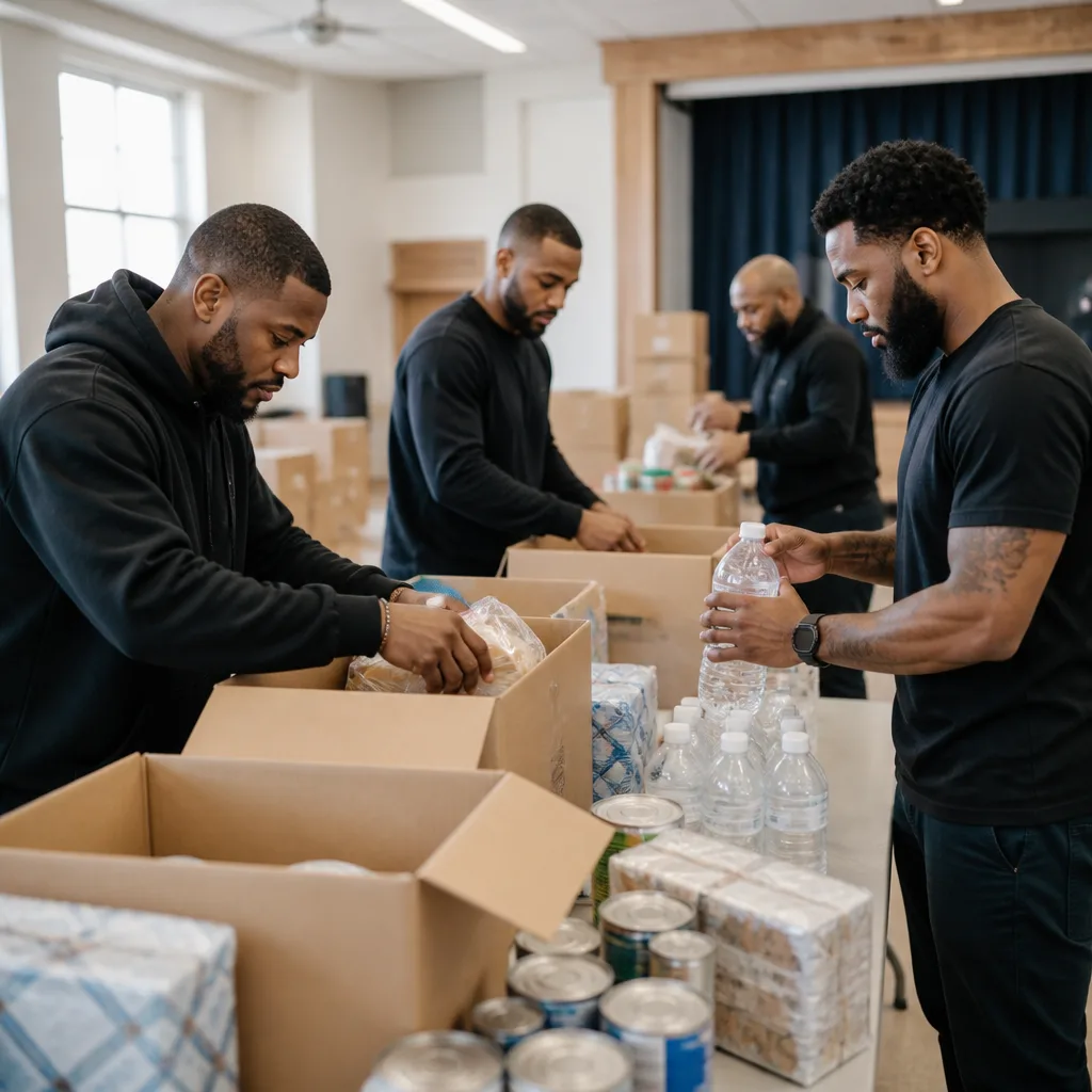 Brothers working together on community service and welfare