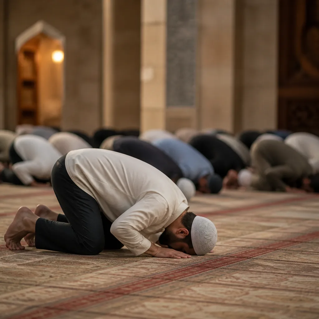 Worshipper participating in congregational prayer