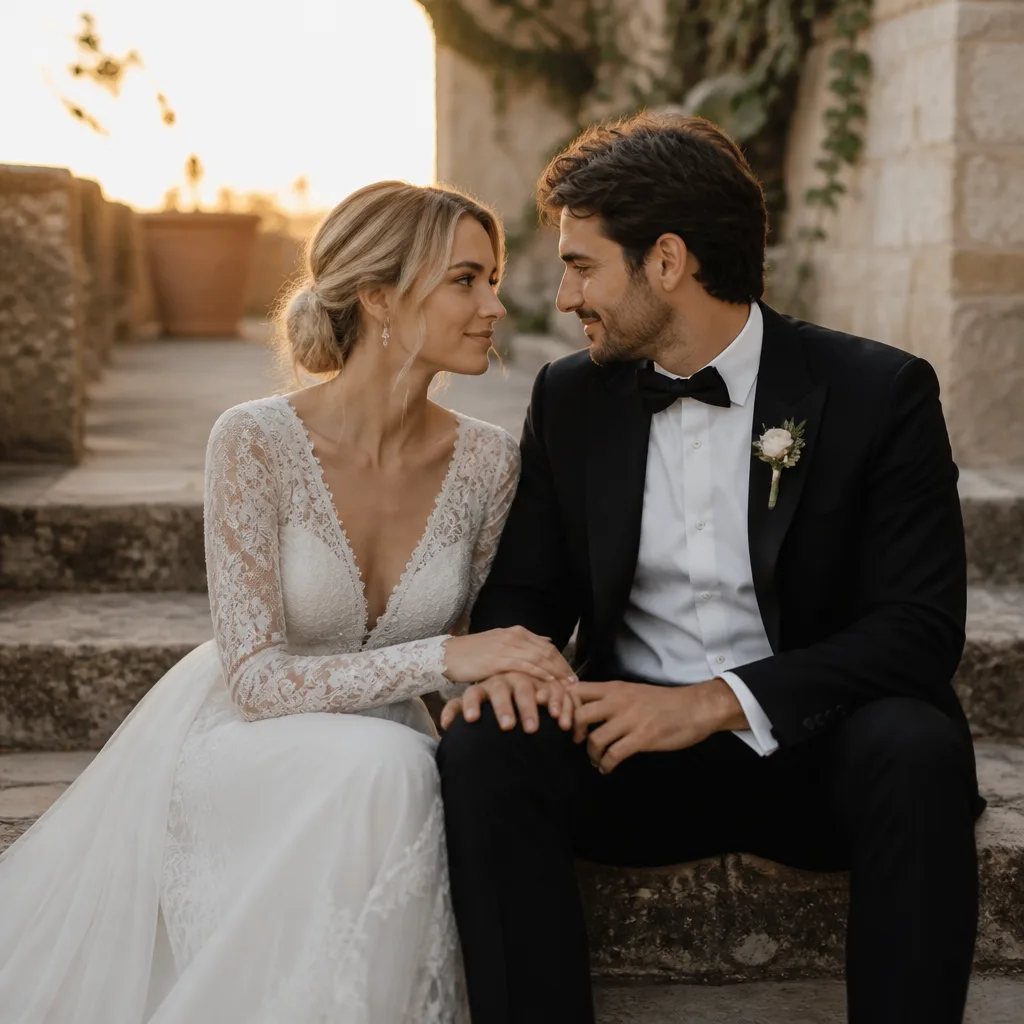 Newlyweds sharing a peaceful moment