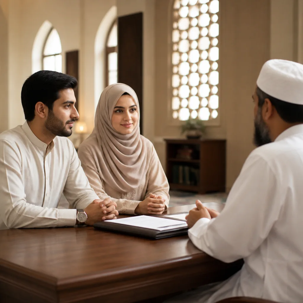 A calm, respectful community setting representing the clarity and structure of a valid Nikah contract.