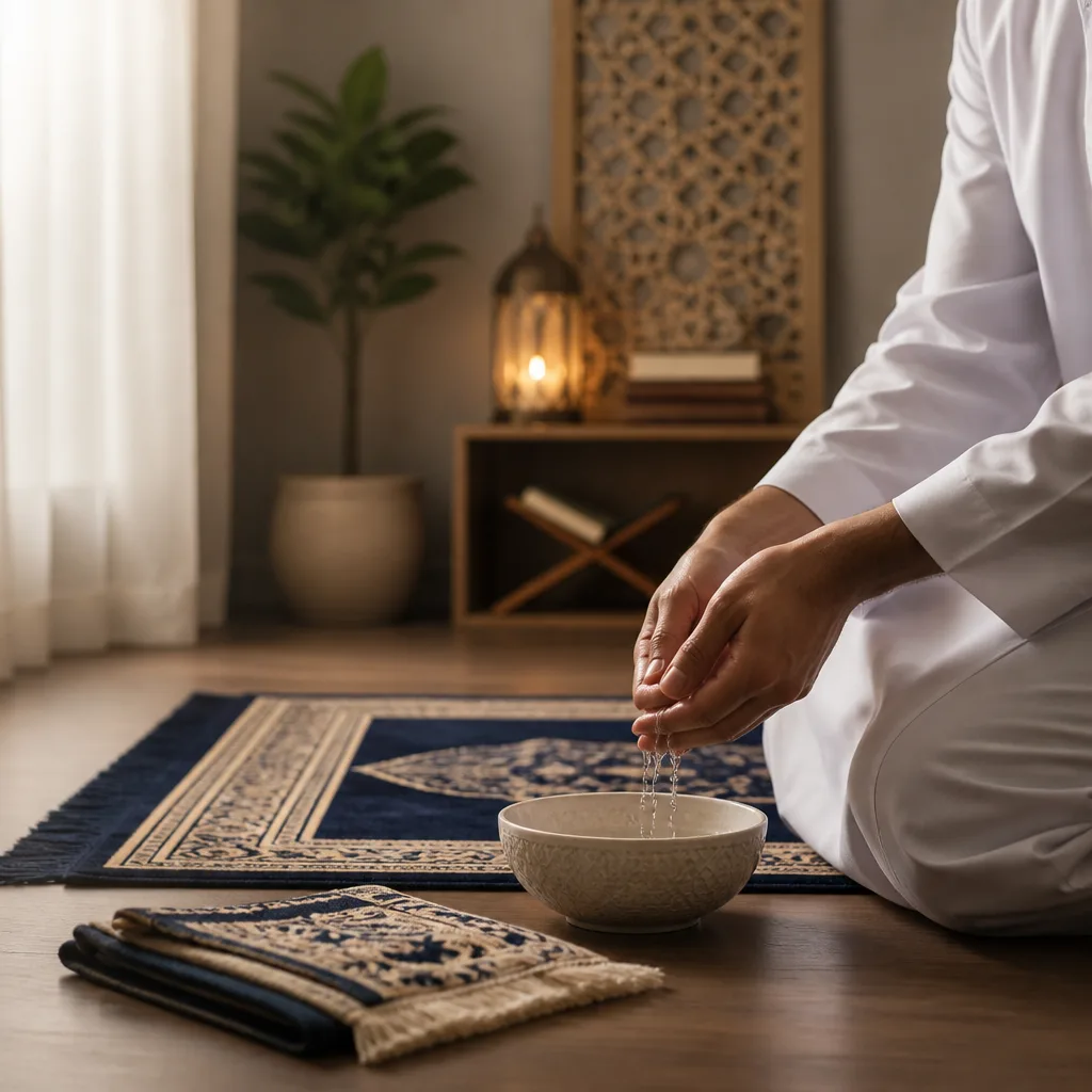 Gentle prayer and Wudu preparation at home