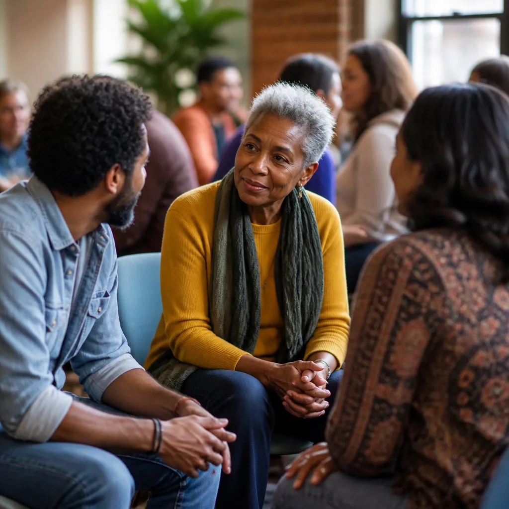 People having a respectful conversation in a welcoming community space