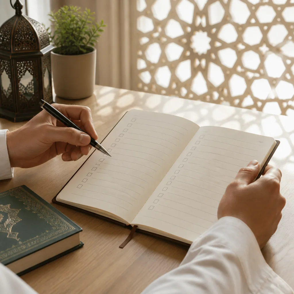 Reviewing a plan-ahead checklist for an Islamic funeral