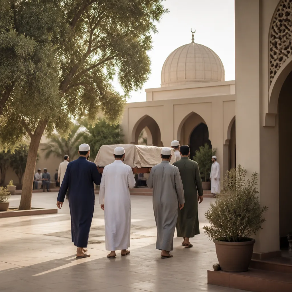 Peaceful community atmosphere suggesting a respectful Islamic funeral overview