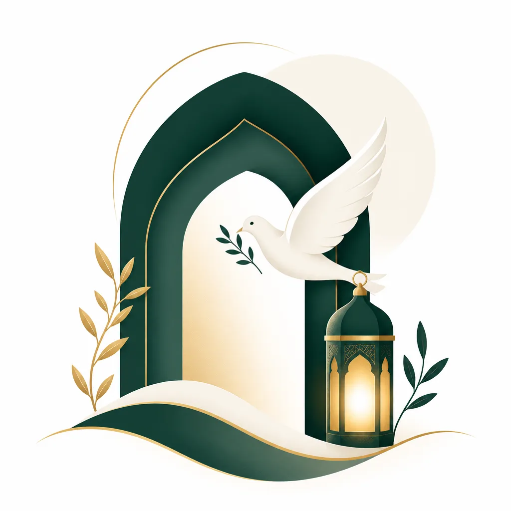 Modern illustration symbolizing mercy, respect, and dignity in Islamic funeral rites and rituals.