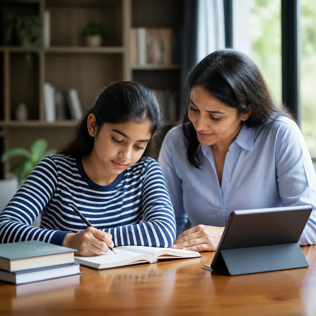 A calm home learning setup with supportive guidance
