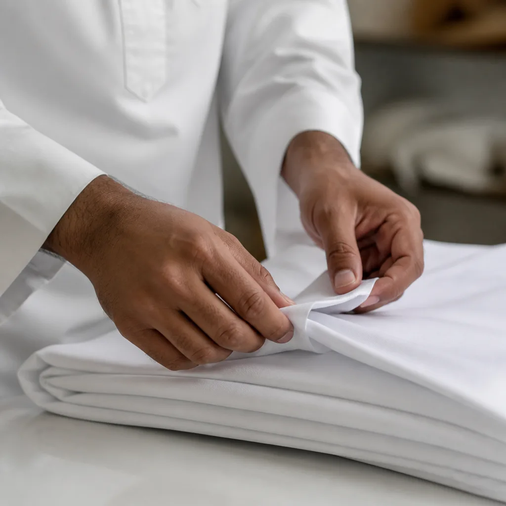 White cloth carefully prepared for respectful burial care