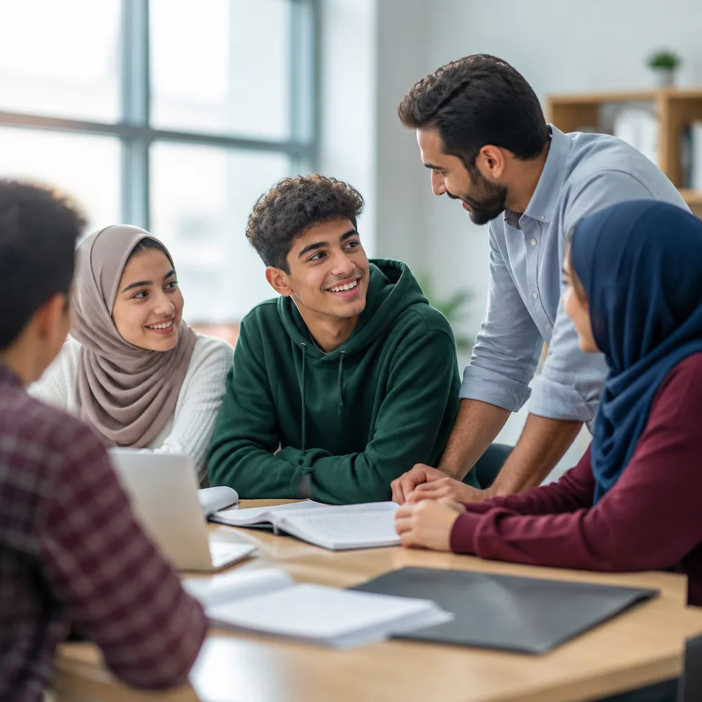Muslim youth and a mentor in a community learning setting