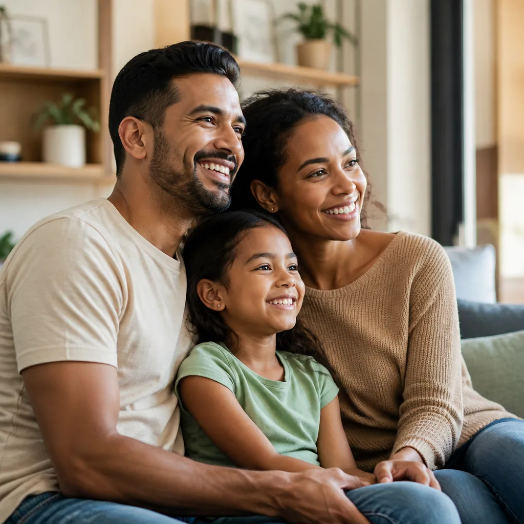 Warm, hopeful moment in a serene home setting