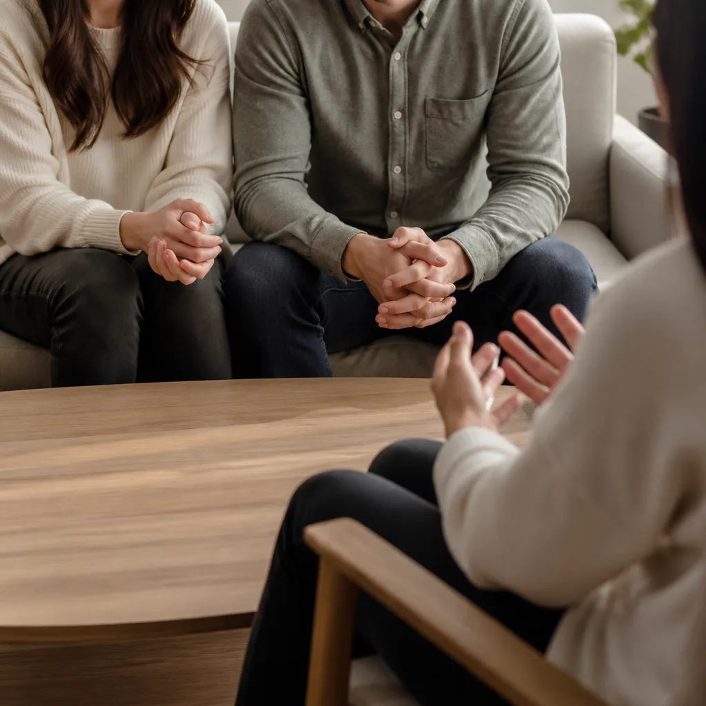 Hands focused in a calm consultation moment indoors