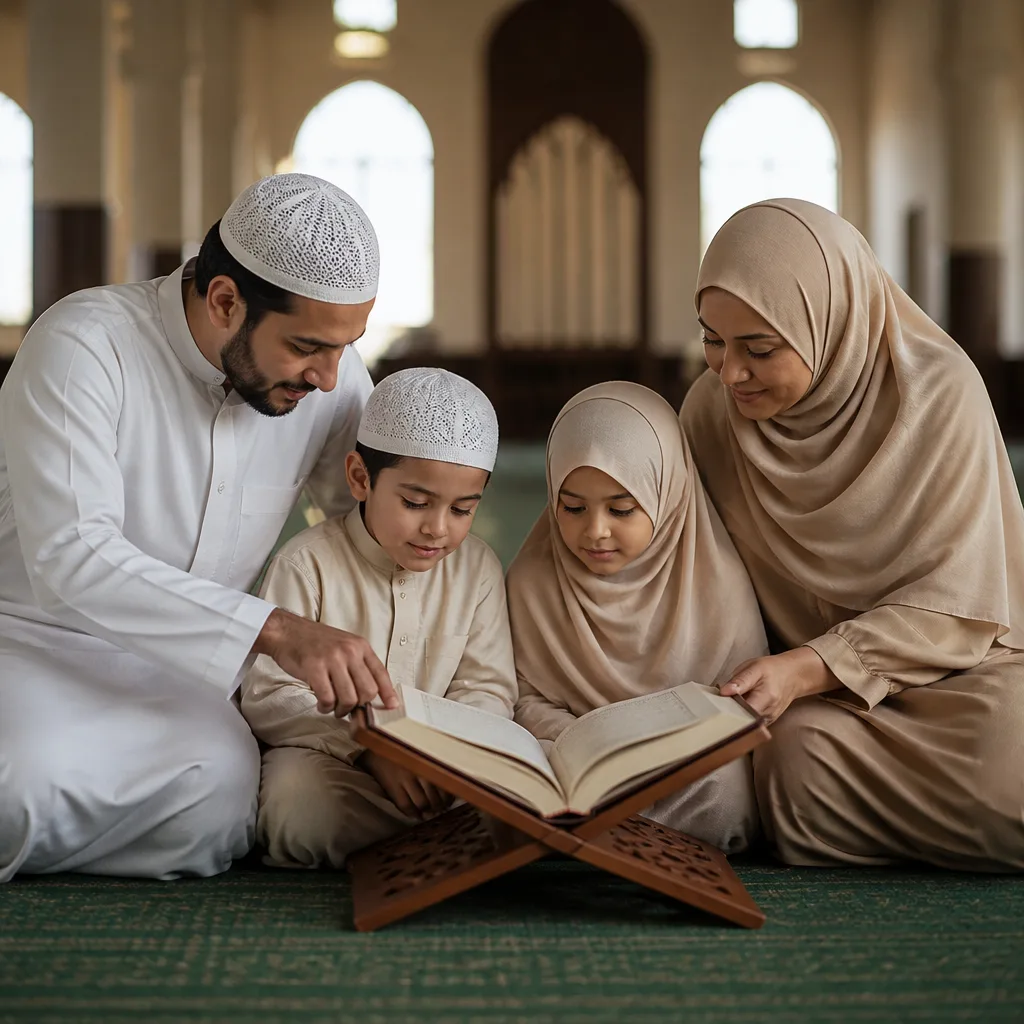 Family learning together in a warm community space