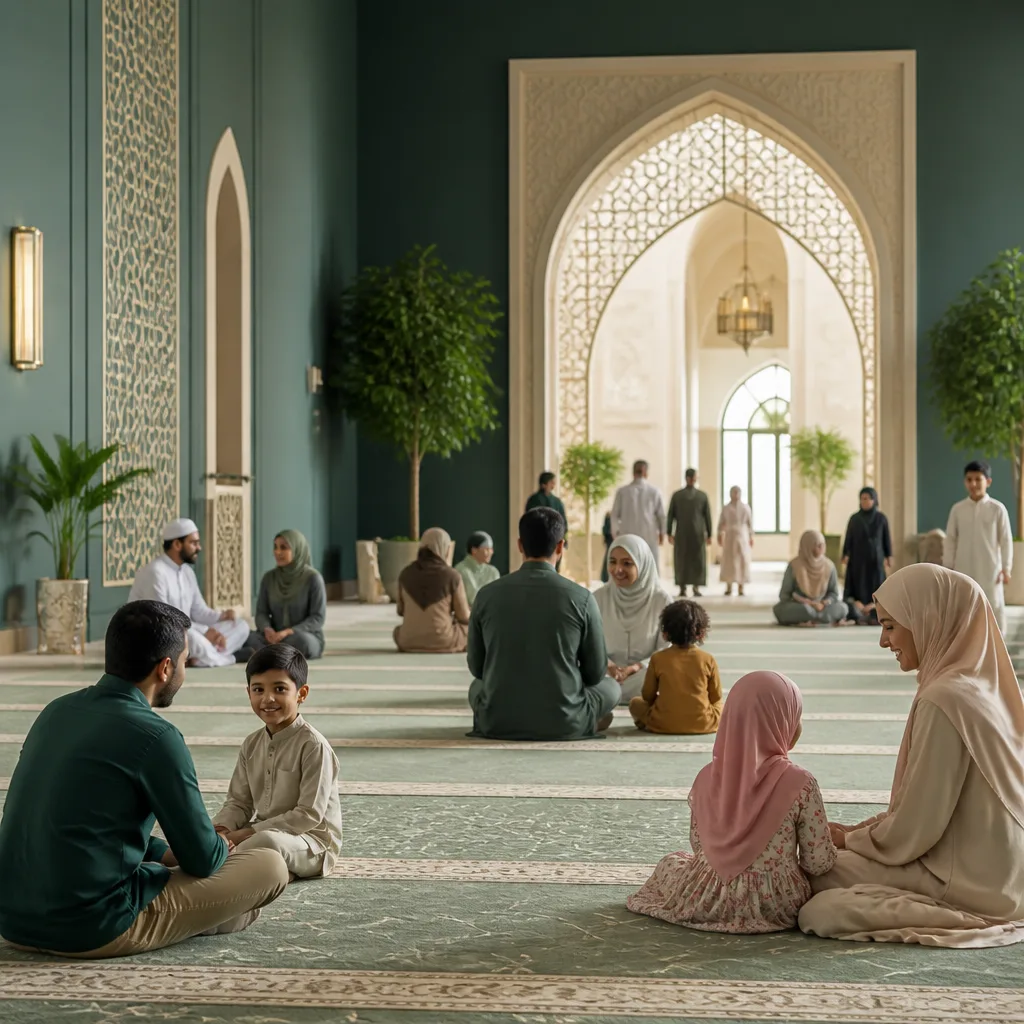 A calm, respectful family environment representing clear boundaries during a Nikah gathering.