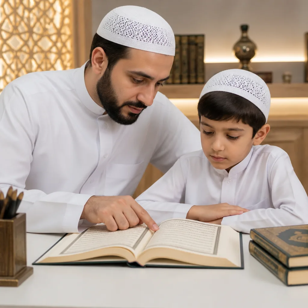 A beginner-friendly Quran recitation practice session guided by a teacher.
