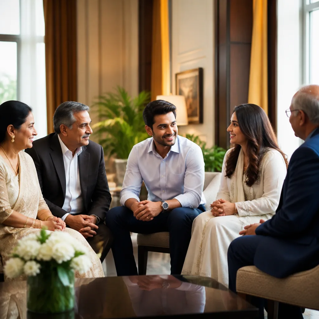 Family members supporting a couple in a calm community space