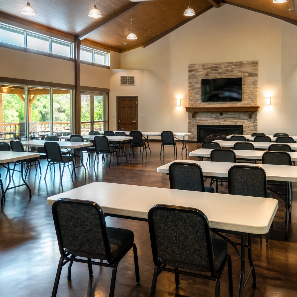 Training room arranged for group learning