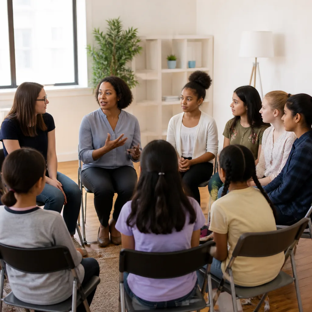 Girls participating in a respectful learning circle