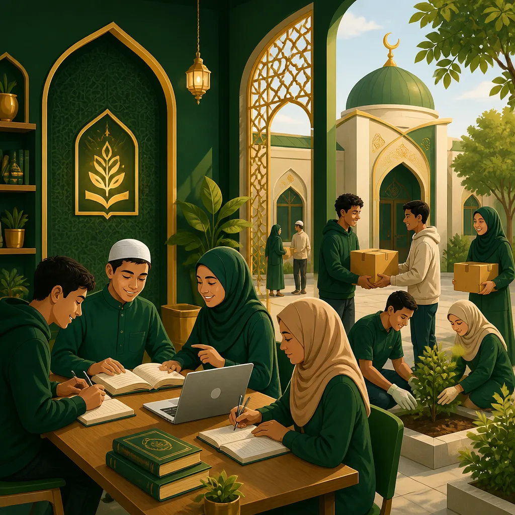 Youth in action at AMCC showing faith-centered learning, mentorship, leadership, and community service for Muslim teens.